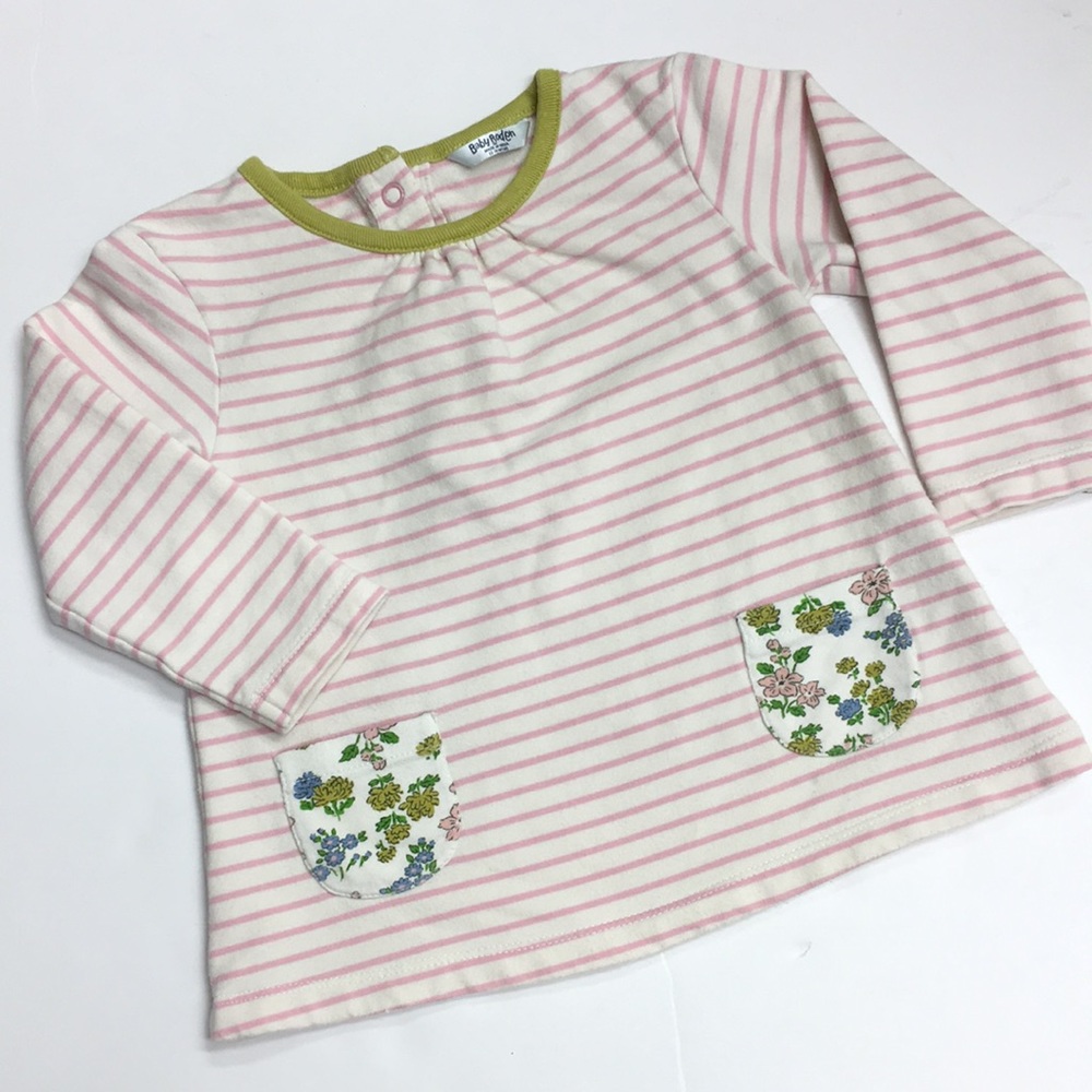 Baby Boden striped dress with pockets and snaps
